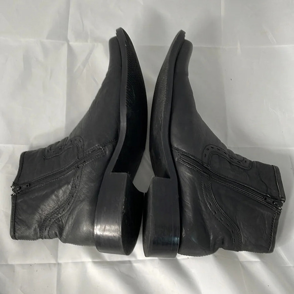 VINTAGE Spring Mens Biliotto Black Square Toe Western Ankle Boots Side Zip 43 - Picture 4 of 12